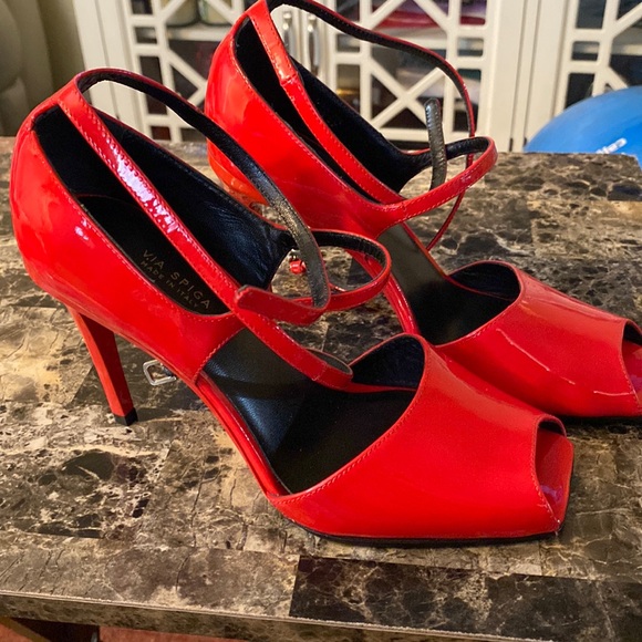 VIA SPIGA MADE IN ITALY RED HIGH HEEL SHOES - Picture 1 of 10